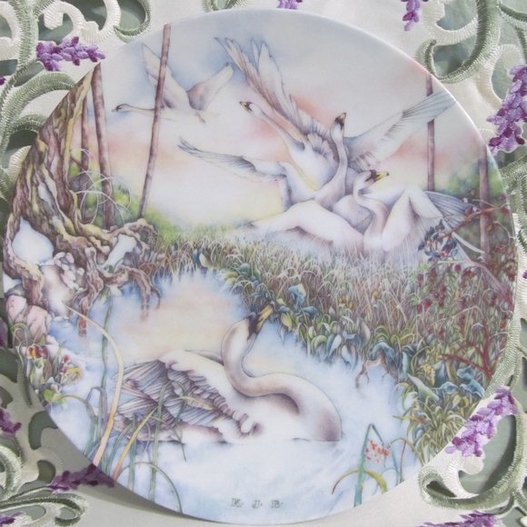 Vtg What Beautiful Birds Plate by Karen Jean Bornholt Ugly Duckling Series - Picture 1 of 11